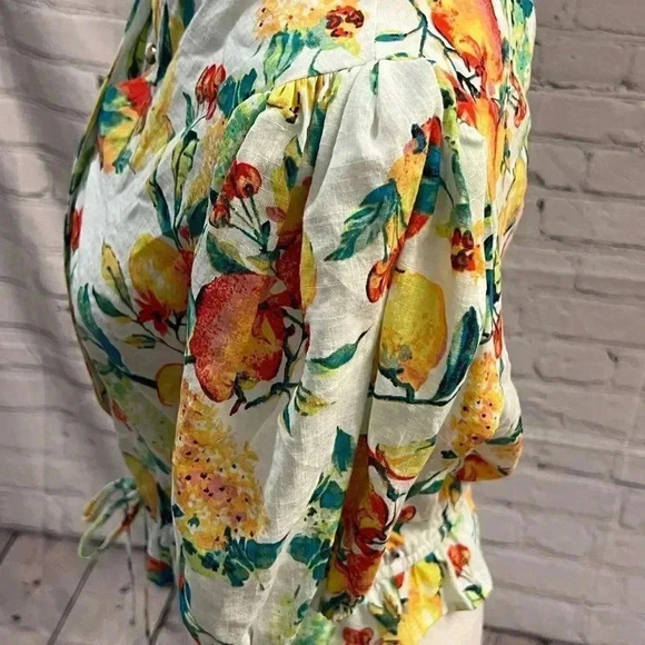 NWT LC Lauren Conrad Button-Up Floral Puff Sleeve Top size small - Picture 4 of 8